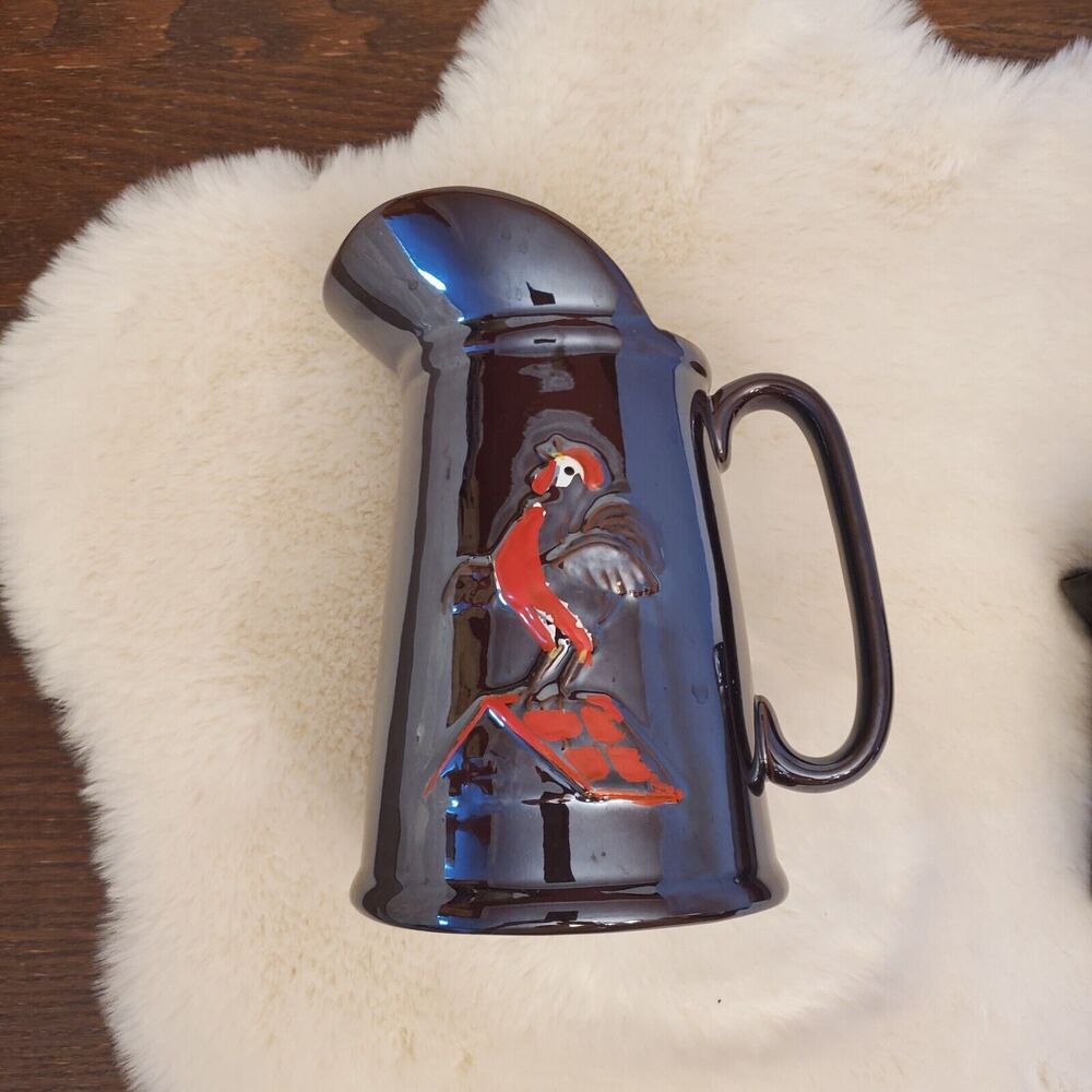 Vintage Ceramic Syrup Serving 2 Pitchers 🐓‎ Roosters Brown Glaze SET - Picture 15 of 16